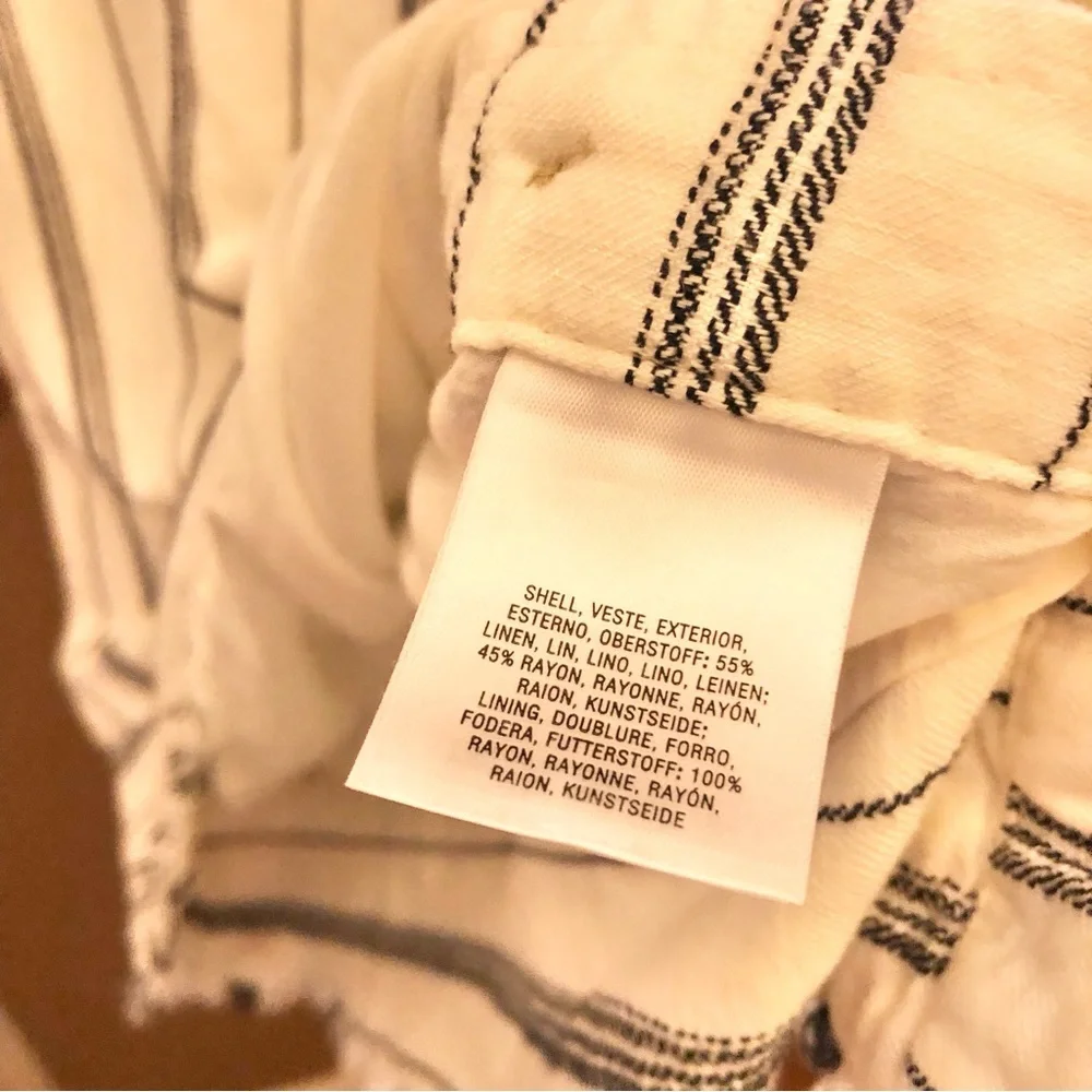 Anthropologie Akemi & Kin Claudia Sleeveless‎ Striped Linen Dress White 0